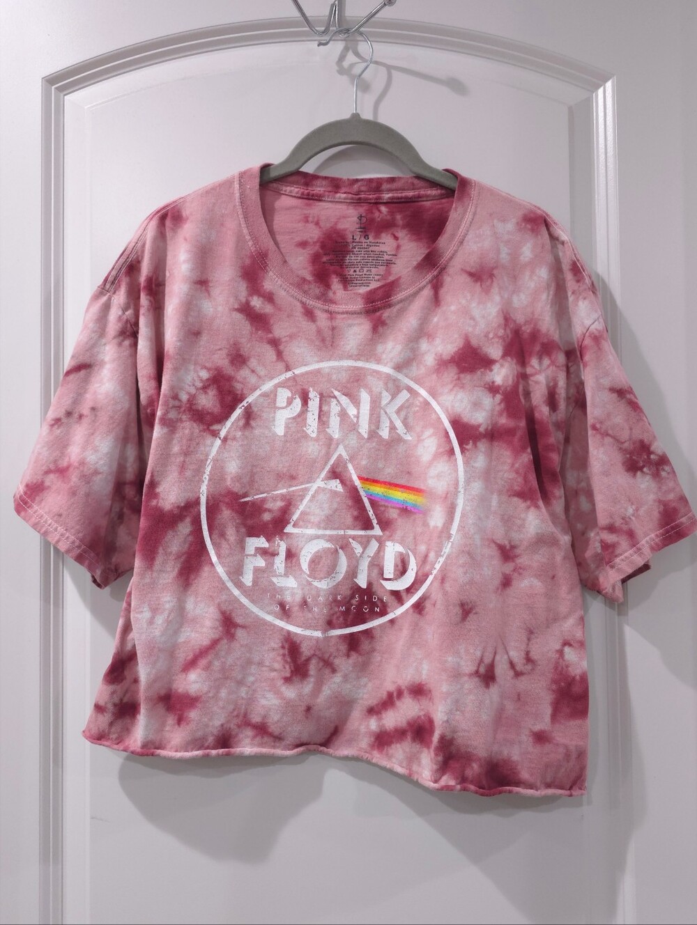 ✨️4/$20 Pink Floyd Tie-Dye Crop Tee in Dusty Rose, Raw Hem